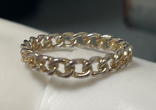 Vintage eternity modernist ring 8 silver & gold tone dainty curb link MCM unique