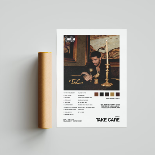 Drake - Take Care Album/Tracklist Decor Wall Digital Art Poster - Afbeelding 1 van 3