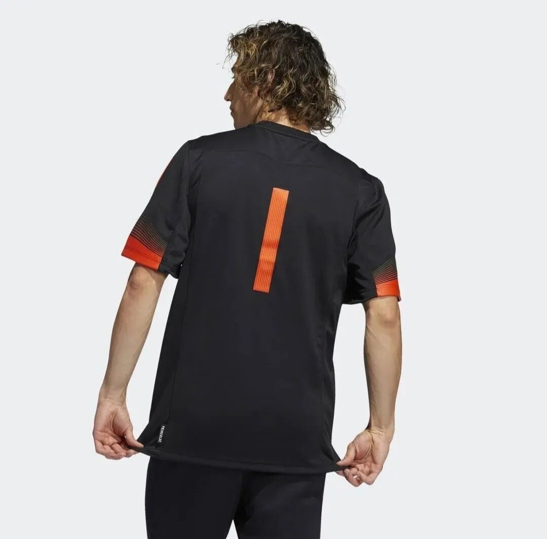 Men's adidas #1 Miami Hurricanes Premier Strategy Jersey Primeblue