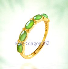 Certified natural Hotan Jade jasper egg surface 925silver inlaid Adjustable ring