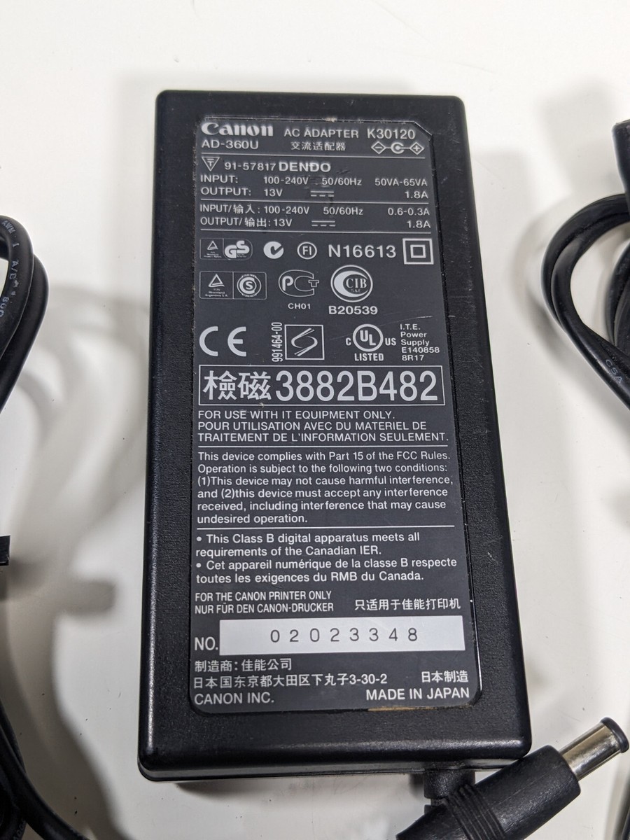 Canon K30120 AC-DC Adapter w/ Power Cord 13v 1.8A - genuine ad