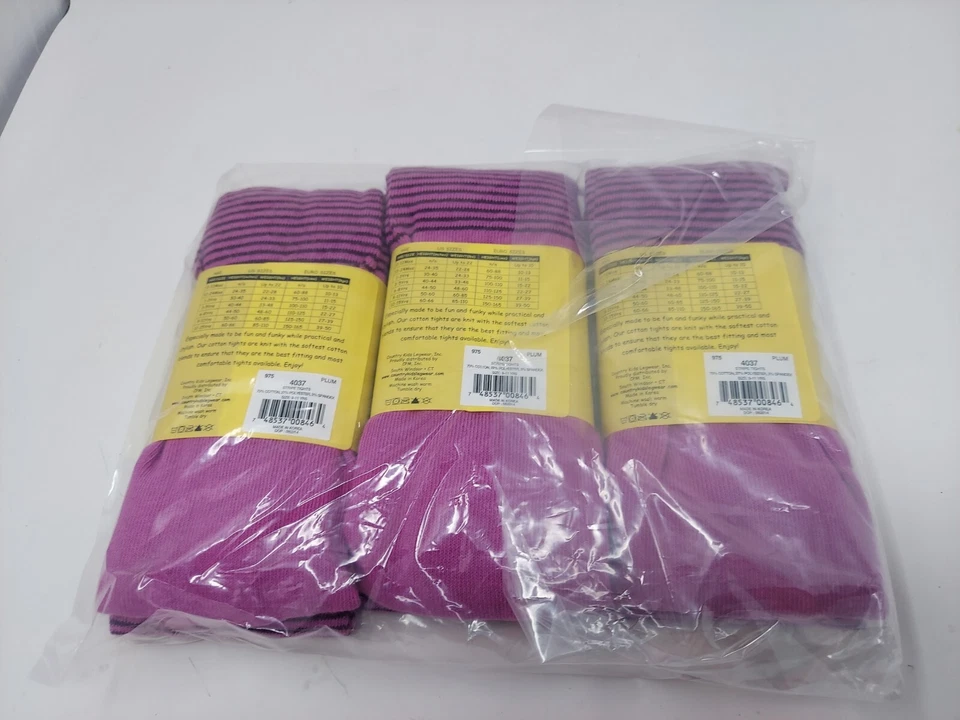 Juego de 3 Medias Country Niños Niñas Ciruela Rayas Púrpura 9-11 Años Foto 3 de 4