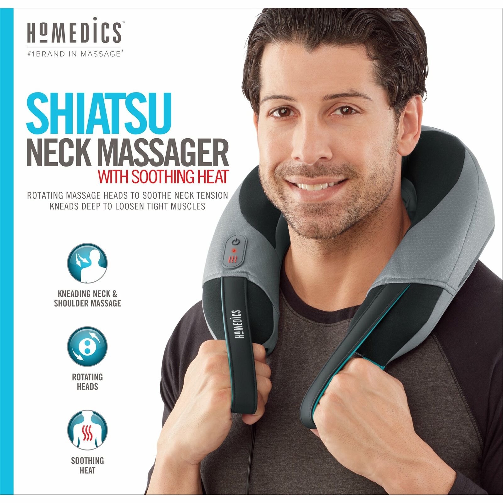 Bemærk venligst Velsigne Svig Homedics Shiatsu Kneading Neck &amp; Shoulder Massager w/ Soothing Heat  Flex Handles | eBay