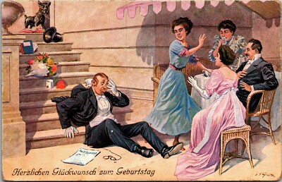 Humor Dapper Man Falling Down Stairs Birthday Party Costumes P.U. 190? (Z411)
