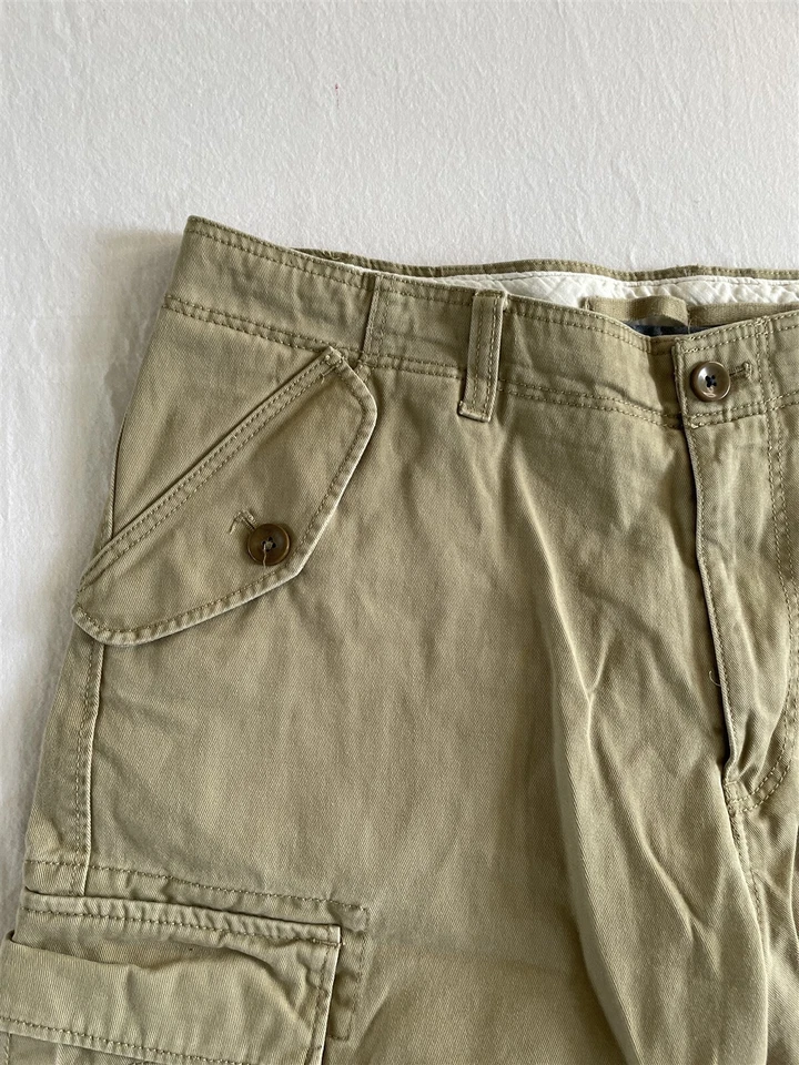 Pantalones Cortos Banana Republic 34x10.5" Caqui Clásicos Algodón Sarga Carga Para Hombre Foto 2 de 4