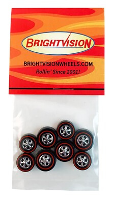 8 Brightvision Redline Wheels   4 Large & 4 Medium Bright Chrome Cap Style