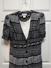 Vintage  Miss Darby Black  White Dress  14.  90's 2 PC Set Tank Dress And Jacket