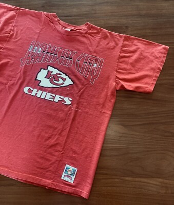 Vintage Kanas City Chiefs Nutmeg TShirt Mens XL 1993 Single Stitch Red USA 90s