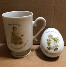 Vintage Holly Hobbie Coffee Cup and Oval Trinket Box 1970’s