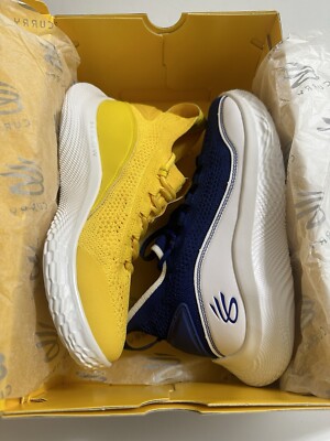 NEW Steph Curry Flow Boys Basketball Shoes Yellow Blue
