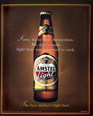 1999 AMSTEL LIGHT BEER Vintage Print Ad Amsterdam