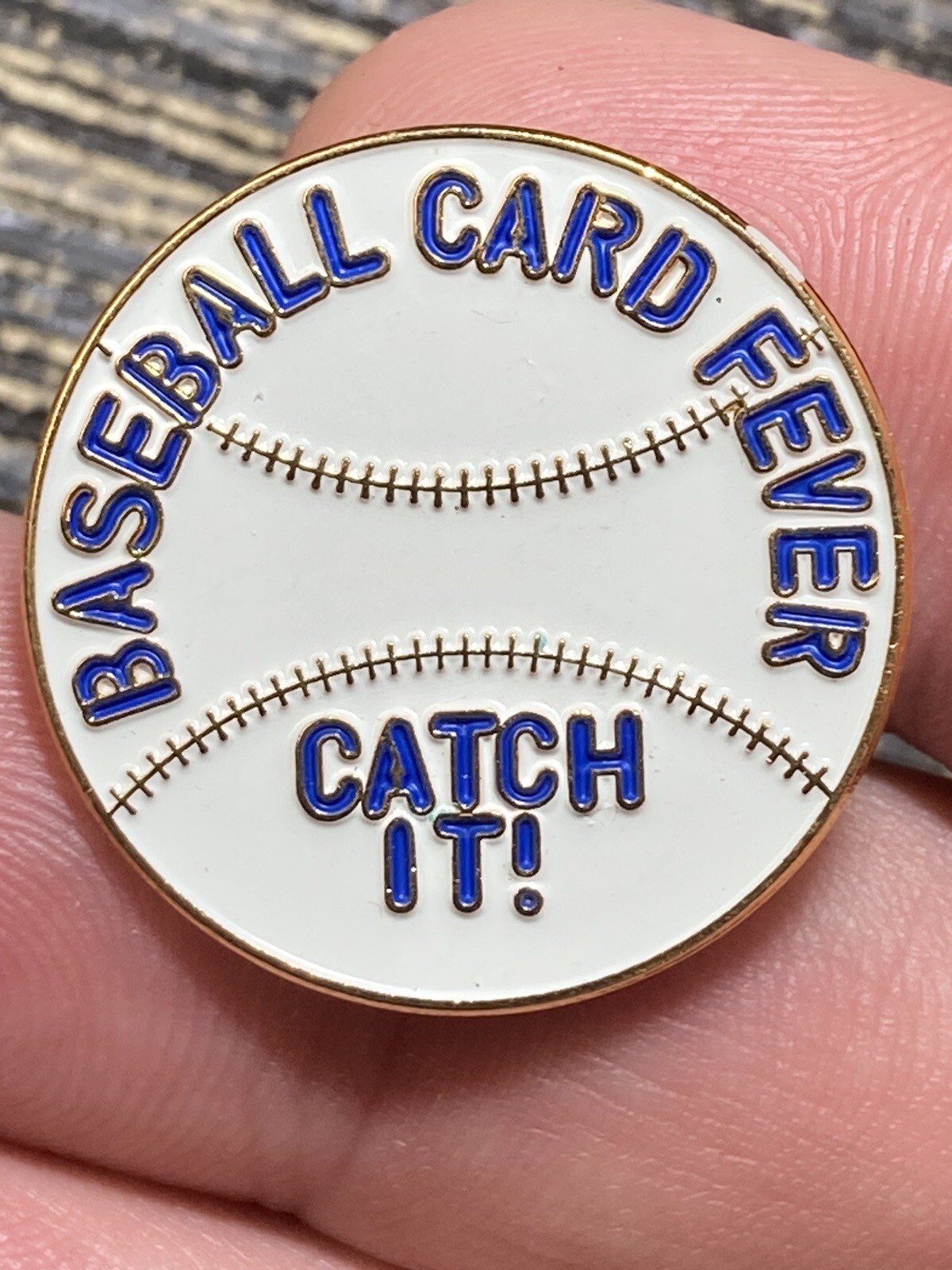 Baseball Card Fever Catch It Lapel Pin Vest Collectible EUC K513-image