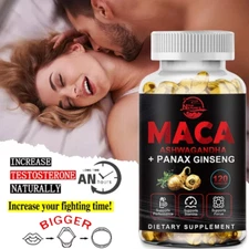 Maca Root + Ginseng + Ashwagandha - Extra Strength Capsules for Men and Women