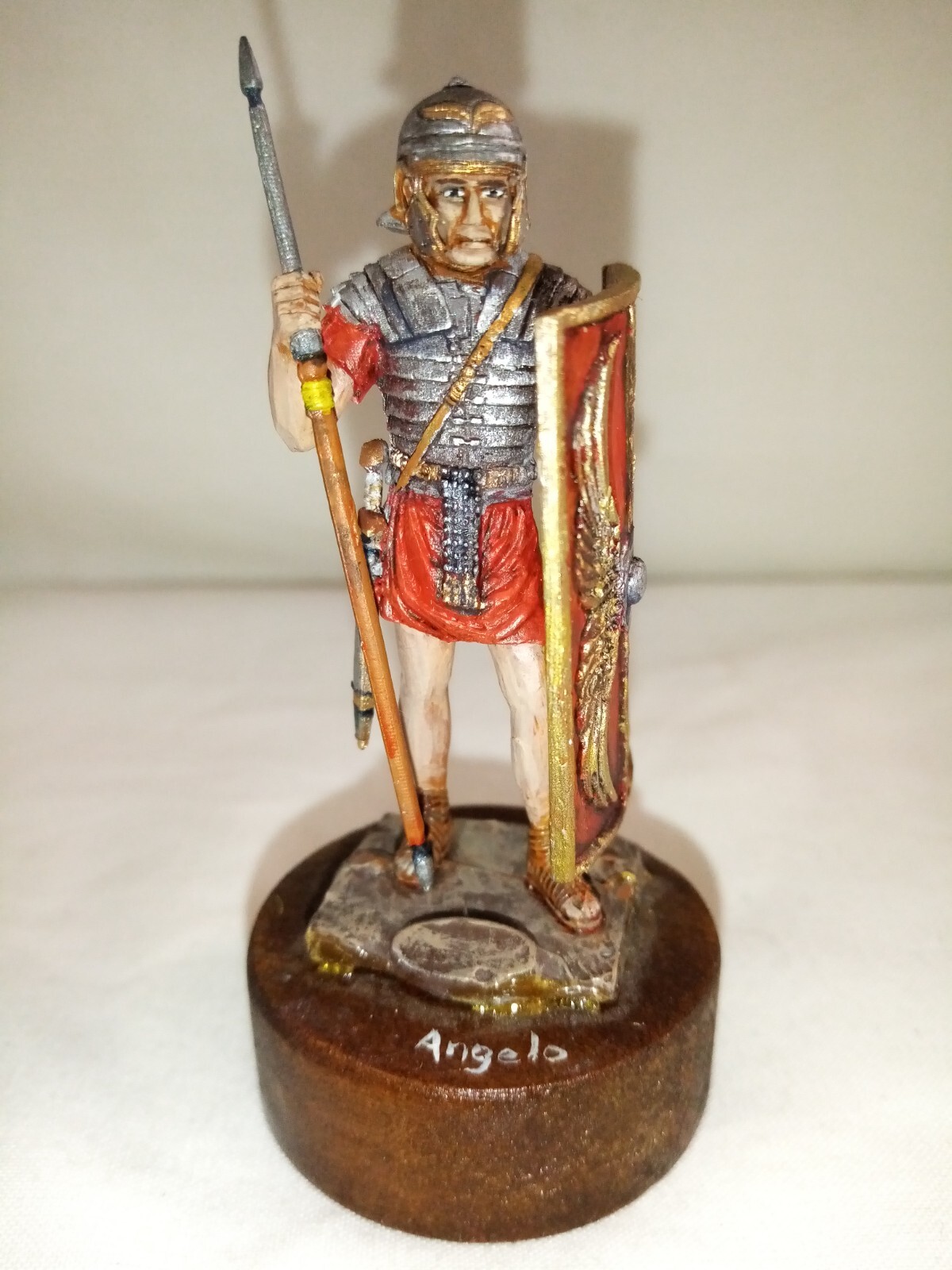 Figurine Romain 1er Siècle 54mm Amati par Angelo, Miniature d'Art Peinte Signée Collection