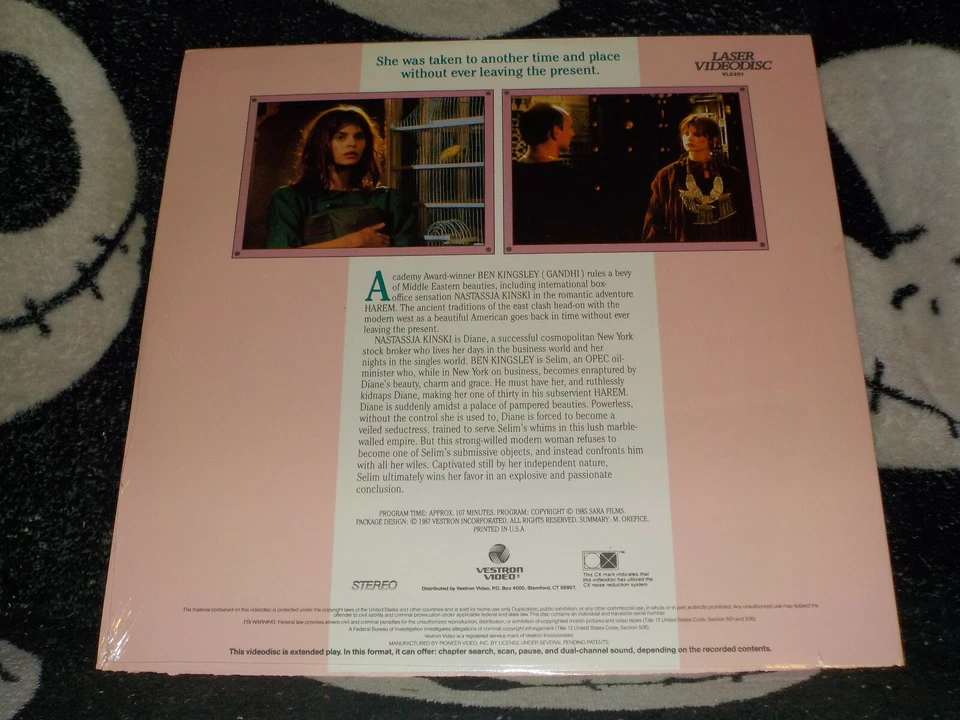 Harem NEW SEALED Laserdisc LD Nastassja Kinski Ben Kingsley Free Ship $50 - Изображение 2 из 2