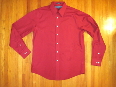 Croft & Barrow Deep Red Wrinkle Resistant Broadcloth Shirt Medium 15.5 34-35 New