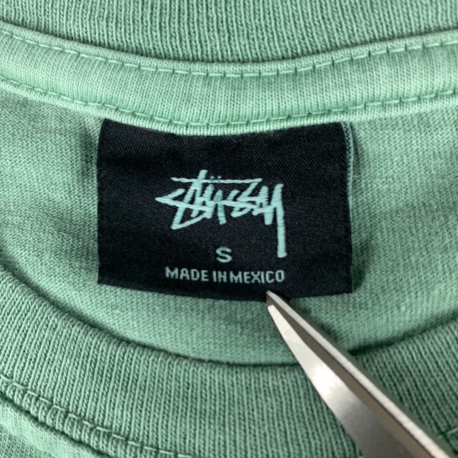 VTG Stussy T-shirt Seafoam green Men SMALL Short Sleeve 100 