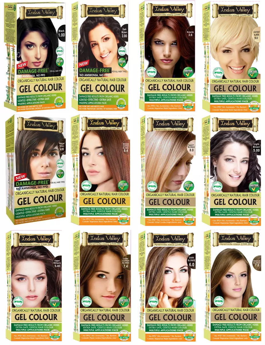 Indus Valley Gel Hair Dye Colour Cover Grey Touch Up Ammonia Free 90 Natural