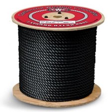3-Strand Nylon Rope - 1/4" x 600 ft, Black