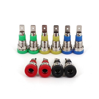 10Pcs Brass 4mm Banana Female Socket Panel Mount Test Jack Connector