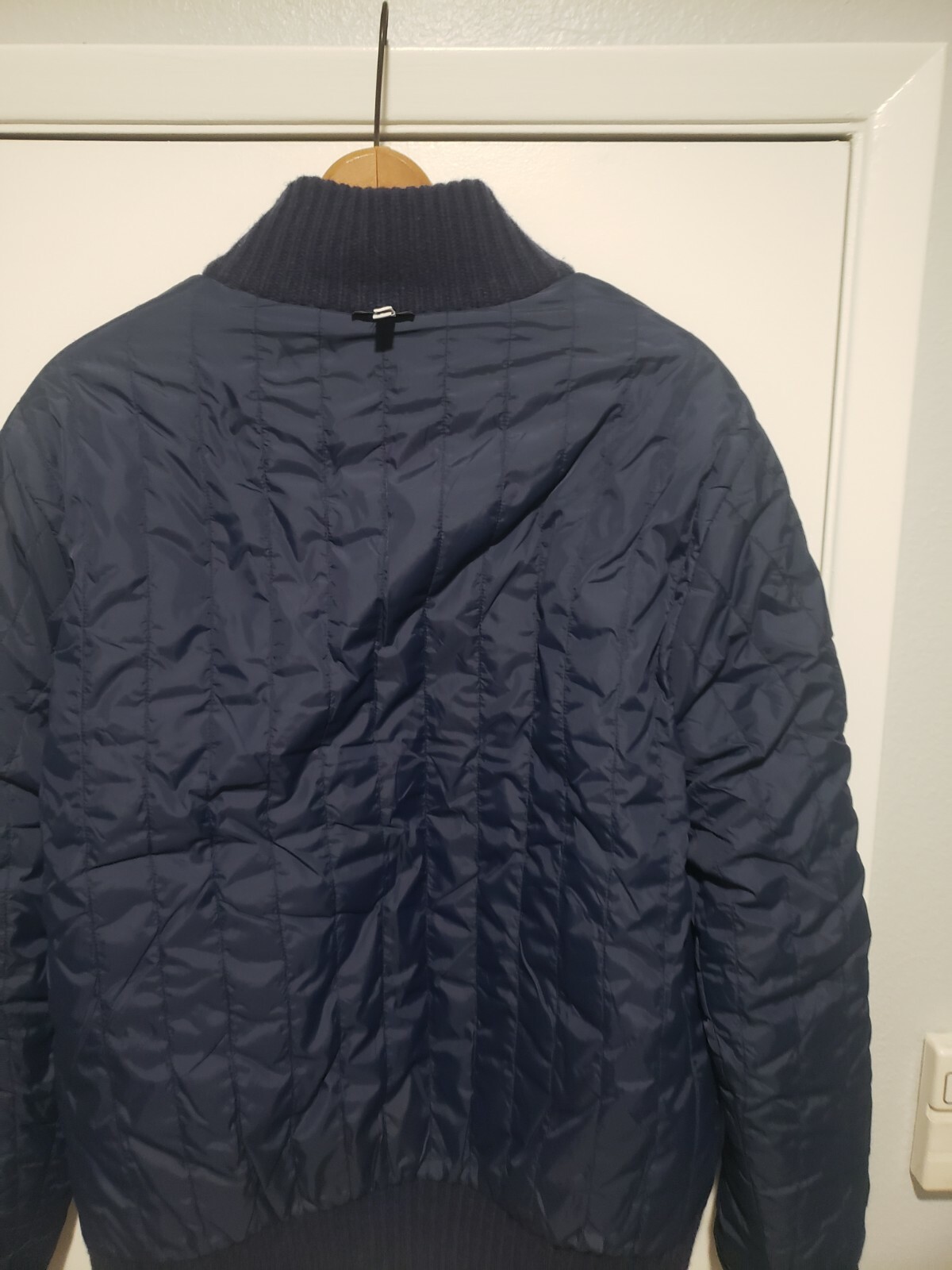 Armani Jeans Men's vintage bomber jacket, Size L, Blue/white reversible image 2