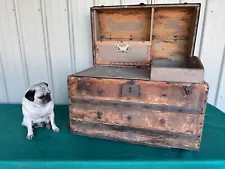 Vintage Antique Trunk Dome Top Steamer Chest Steam Punk Large 30"x 17"x 22"