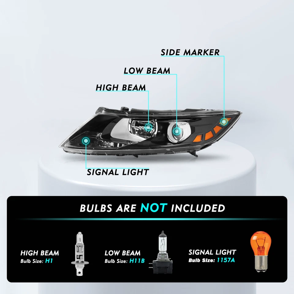 Faro halógeno negro del lado izquierdo del conductor para Kia Optima 2011 2012 2013 Foto 2 de 4