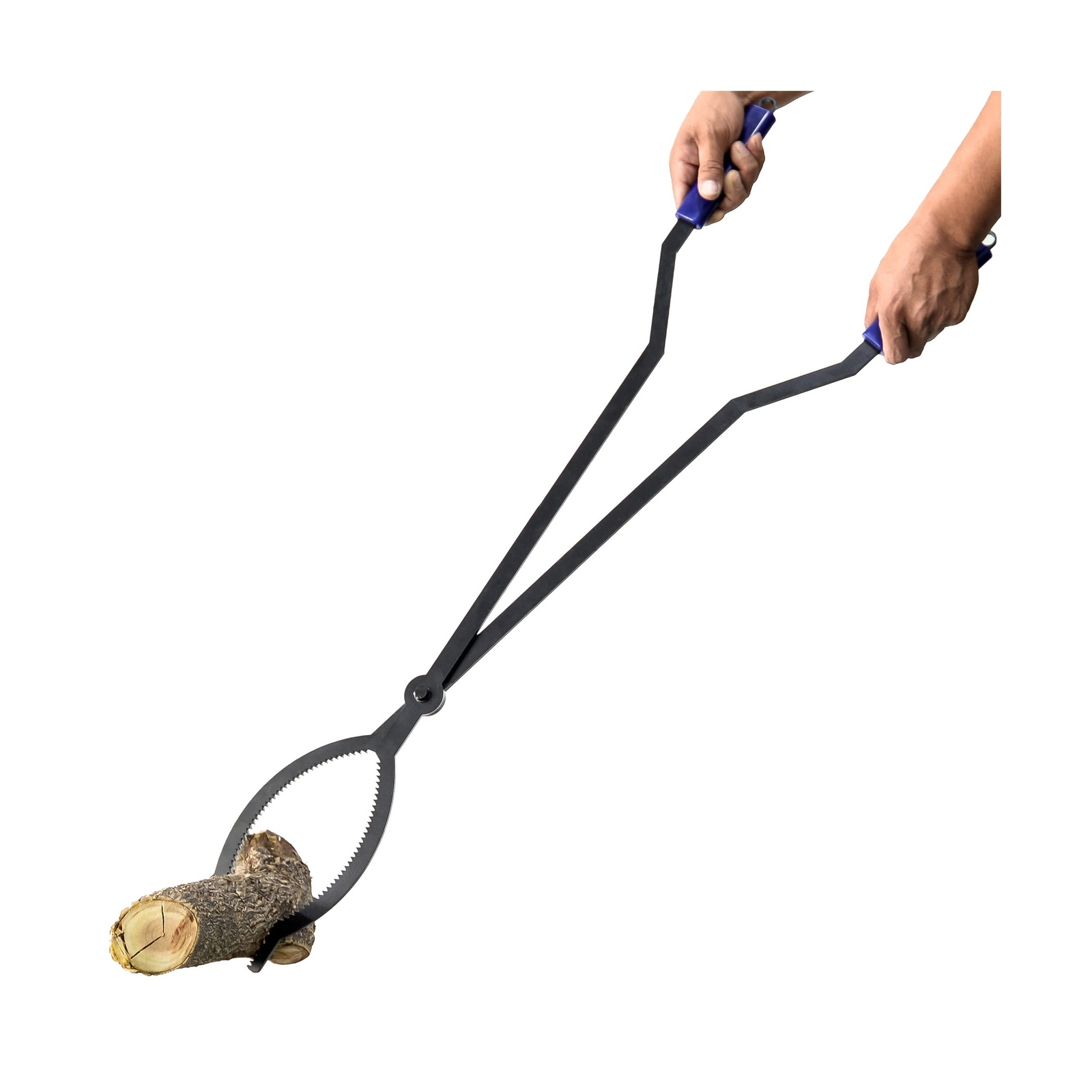 40" Heavy Duty Fire Tongs Firewood Grabber Tool with Scissor Shape Serrated, ...