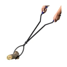 40" Heavy Duty Fire Tongs Firewood Grabber Tool with Scissor Shape Serrated, ...