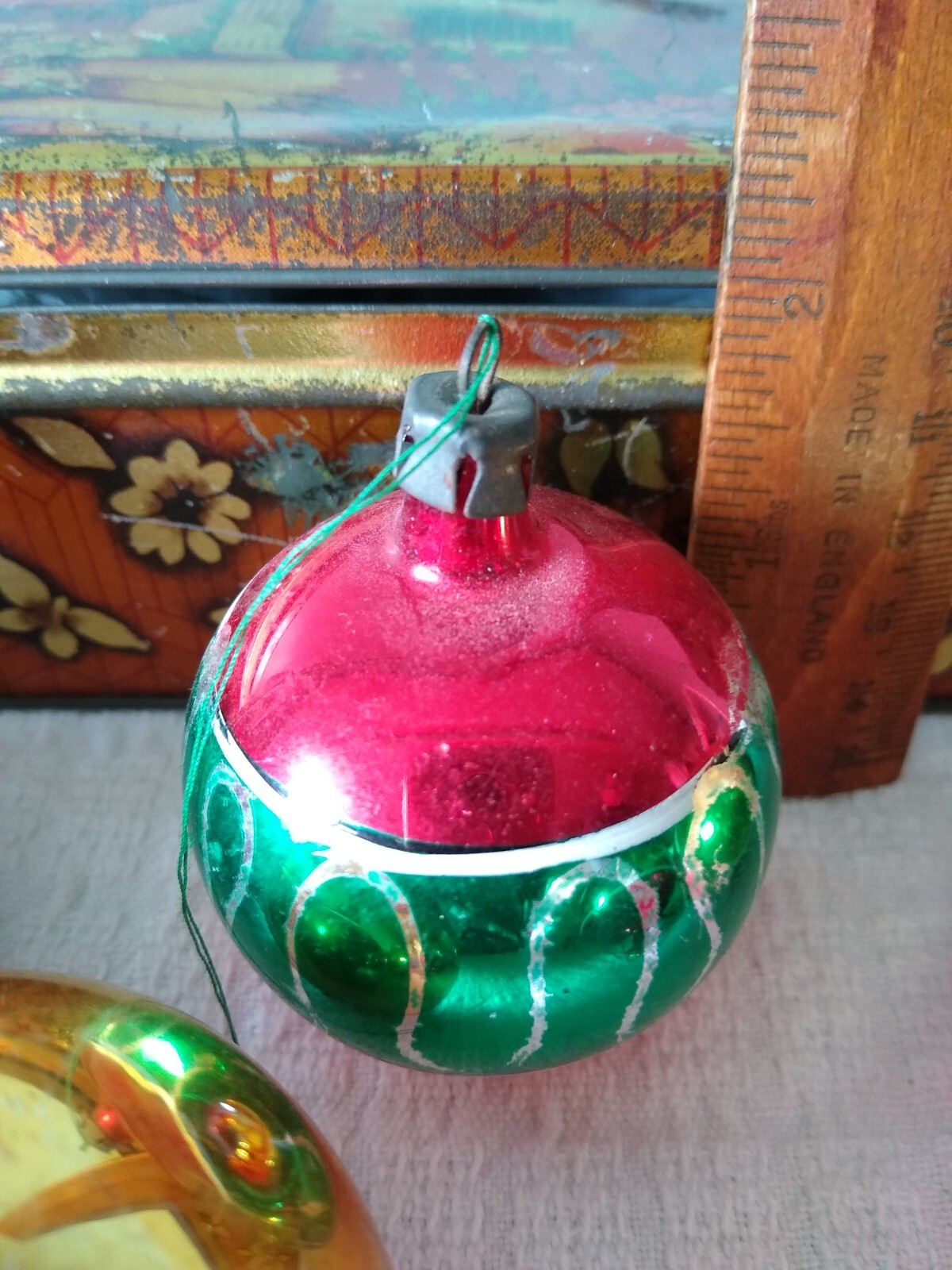 Vintage 1950s/60's Mercury Glass Christmas Tree Baubles, X6 Mixed in