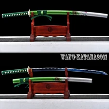 Blue Blade Green Lotus Katana 1060 Steel Japanese Samurai Functional Sharp Sword