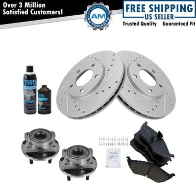 Front Wheel Hub Ceramic Brake Pad Performance Rotor Kit for Town & Country