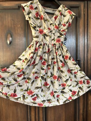 True Vintage 50 s Silk Dress - Size 8 UK. 