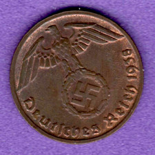 Germany Rare WWII COPPER 1 Reichspfennig 1938-D Collection Coin 10001