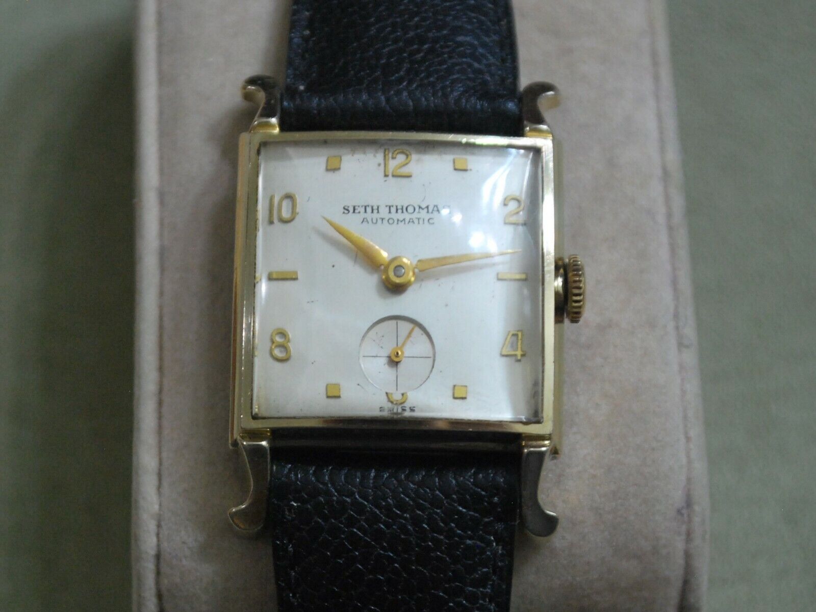 Nice Vintage 1950s SETH THOMAS 10KGF 17J Automatic Men's Watch w/Fancy Lugs