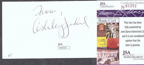 ASHLEY JUDD Signed Autograph 3x5 Card JSA COA UK Basketball