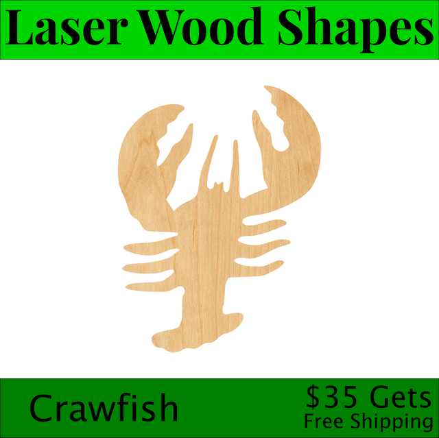 Crawfish Laser Cut Out Wood Shape Craft Supply - Woodcraft Cutout | eBay