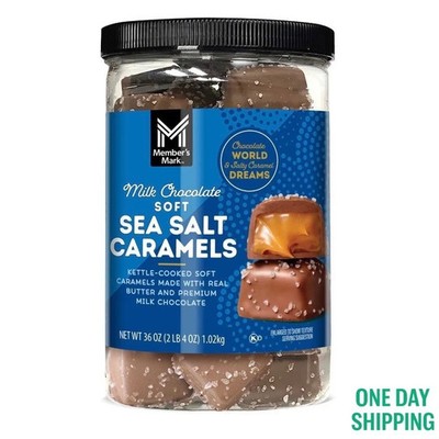 Member's Mark Milk Chocolate Sea Salt Caramels 36 oz Jar Bulk Candy