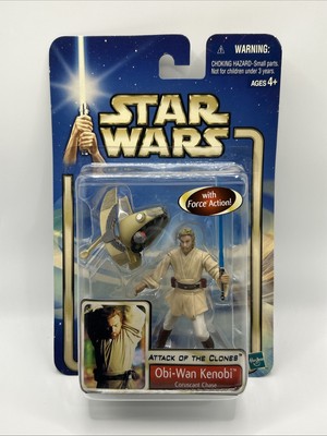 Star Wars AOTC   Obi-Wan Kenobi (Coruscant Chase) with Force Action Hasbro 2002