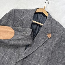 Evan-Picone Vintage Gray Herringbone Wool Blazer Made in USA Men s Sport Coat 42