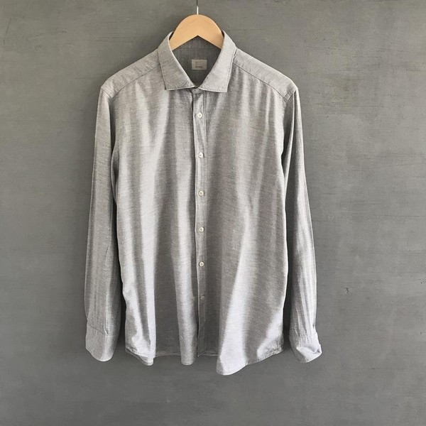 Men Caliban Shirt Grey Cotton 42 / XL / 50