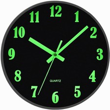 Modern Night Light Wall Clock 10 Inch Silent Non-Ticking Quartz Wall Clocks
