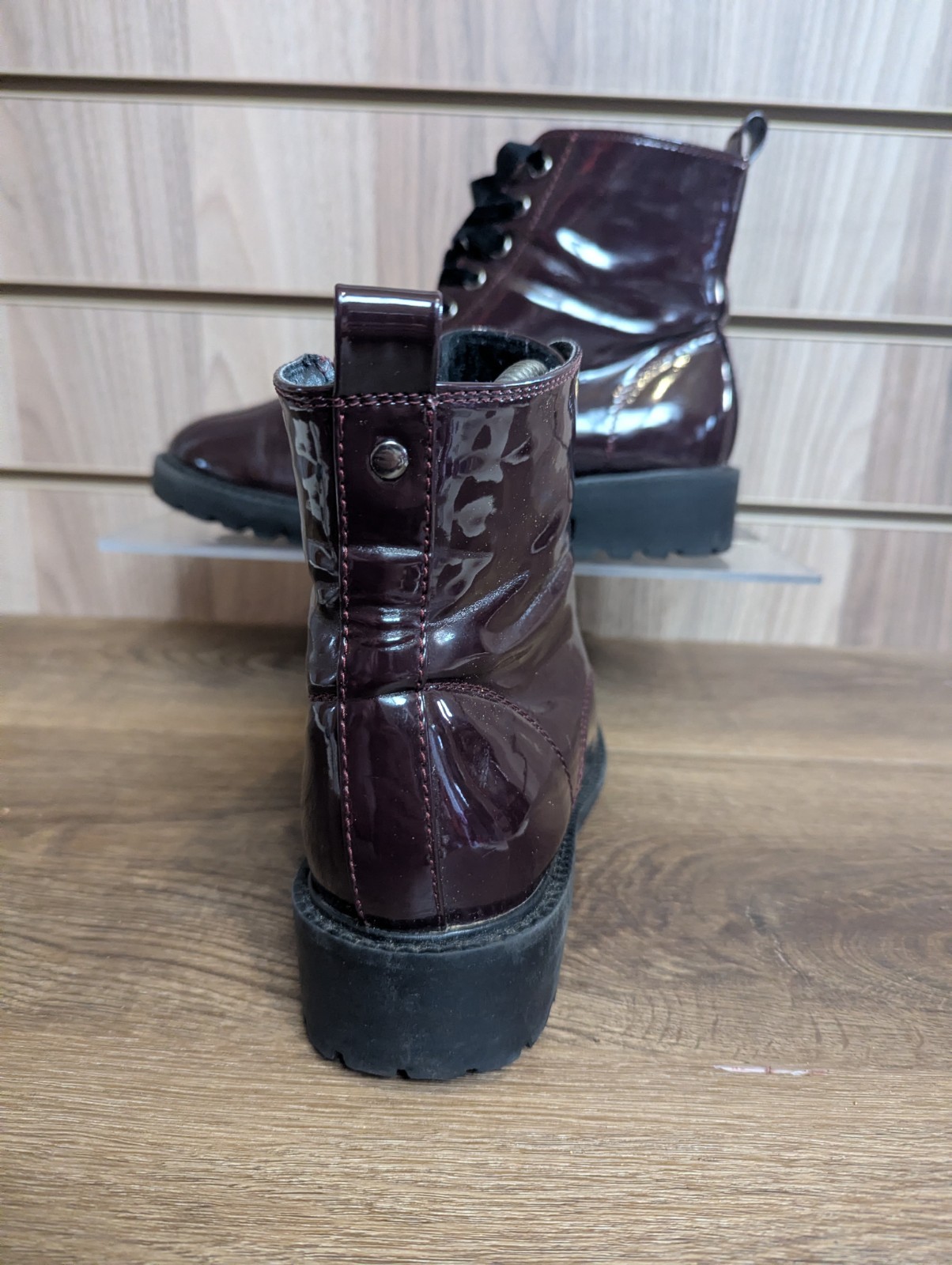 Next Gloss Boots Womens Ankle Mod Rocker Punk Burgundy Festival Shine Uk 5 EU 38 image 10