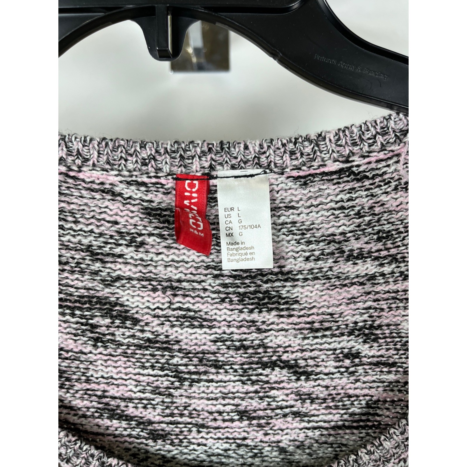 HM Divided Womens Large Knit Sweater Pink Black Grey Striped Space Dye Oversized image 2