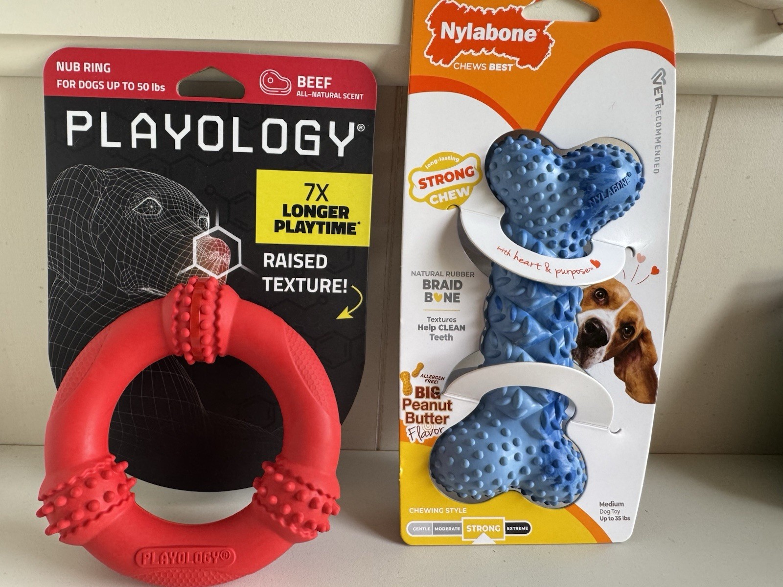 PLAYOLOGY Beef Nub Ring - Nylabone Braid Bone Dog Toys