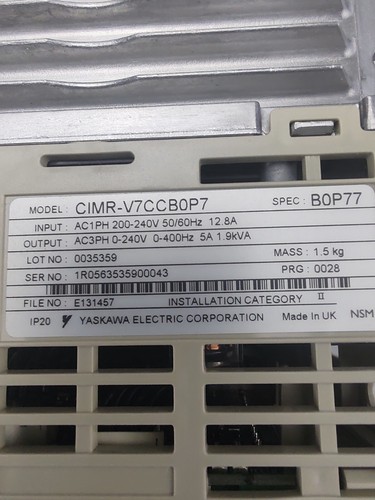 Yaskawa CIMR-V7CCB0P7 Inverter VS606-V7- - Picture 7 of 18