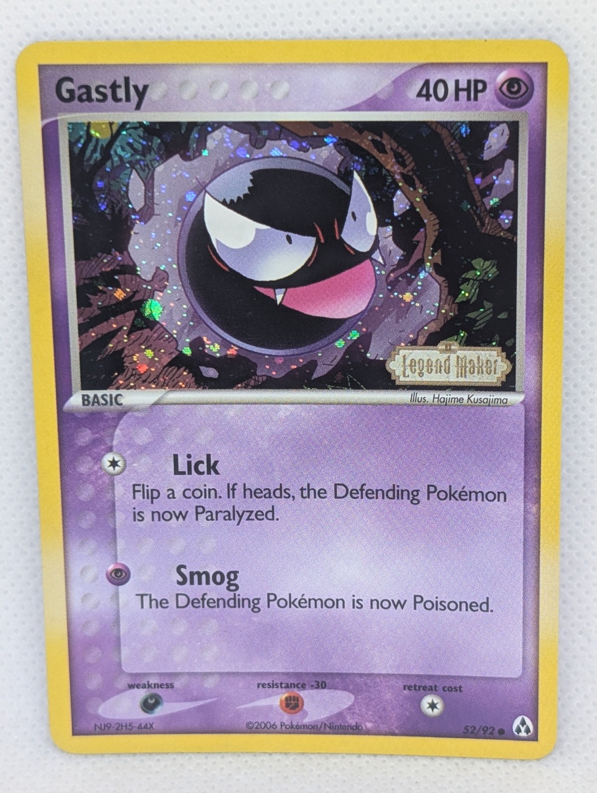 Gastly 52/92 Legend Maker Reverse Holo Rare Pokemon TCG Nintendo Gengar NM
