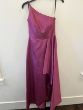 Alfred Sung Pink  One-Shoulder Satin Gown Size 2 Dress