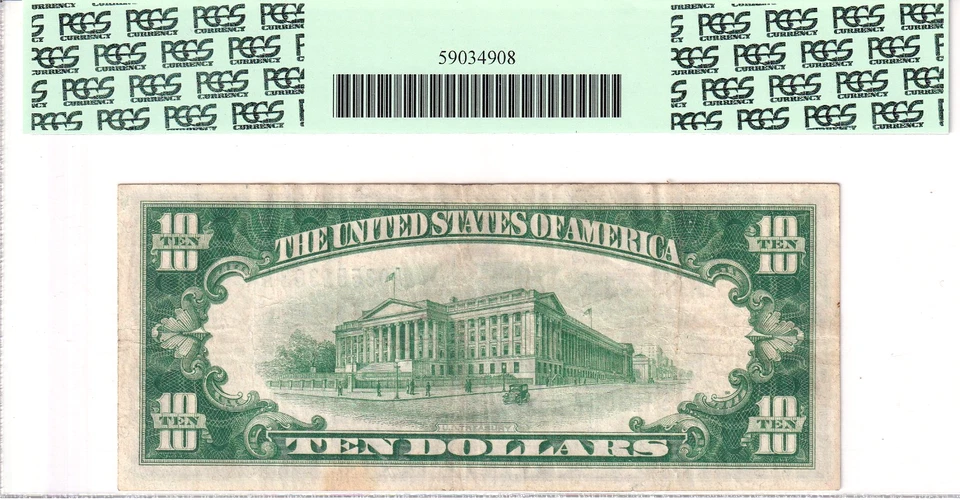 1928 $10 Federal Reserve Note Boston PCGS VF25 Very Fine 25 #A03551363A - Image 2 of 2