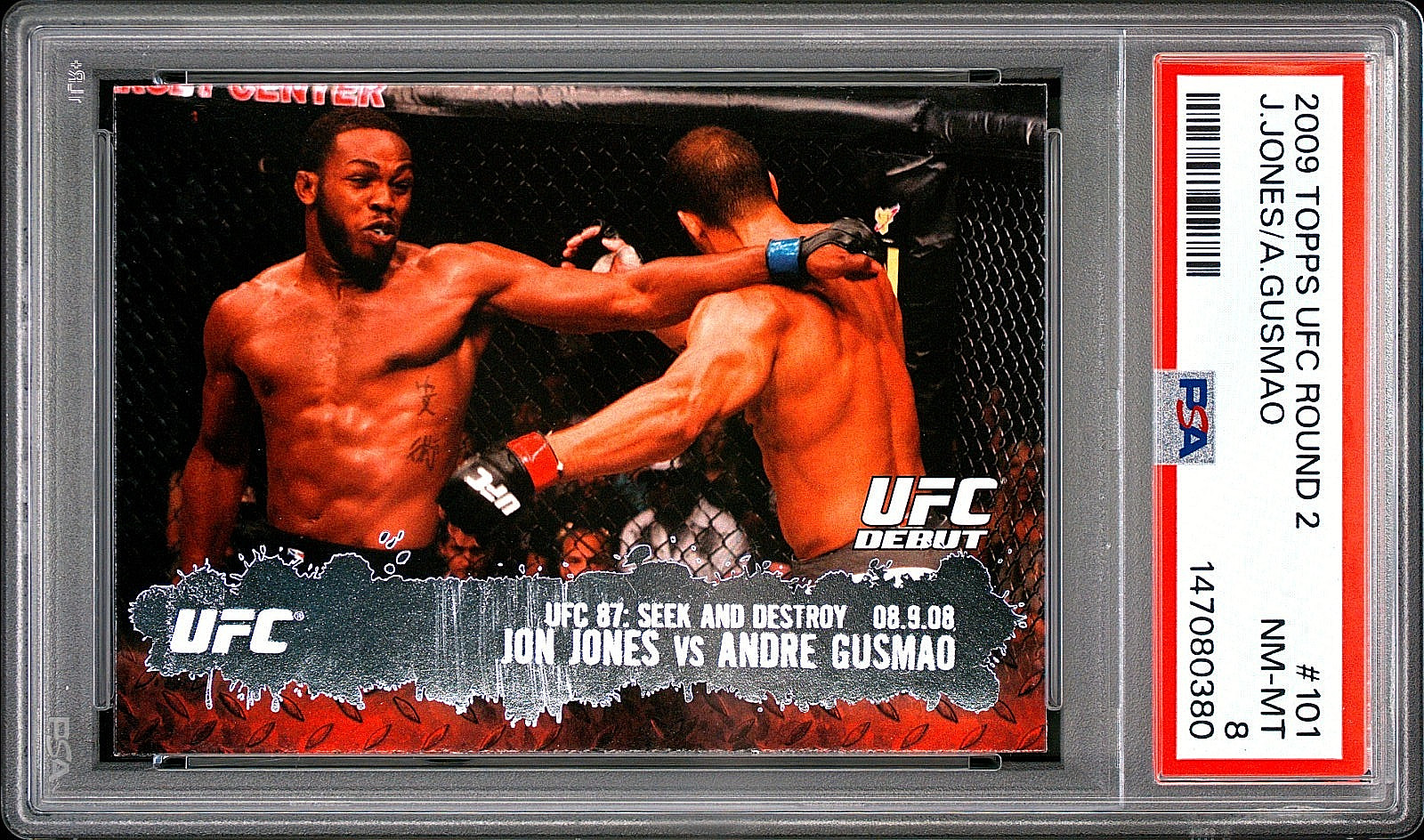2009 Topps UFC Round 2 - UFC Debut Jon Jones, Andre Gusmao #101 (RC) PSA 8 view 1